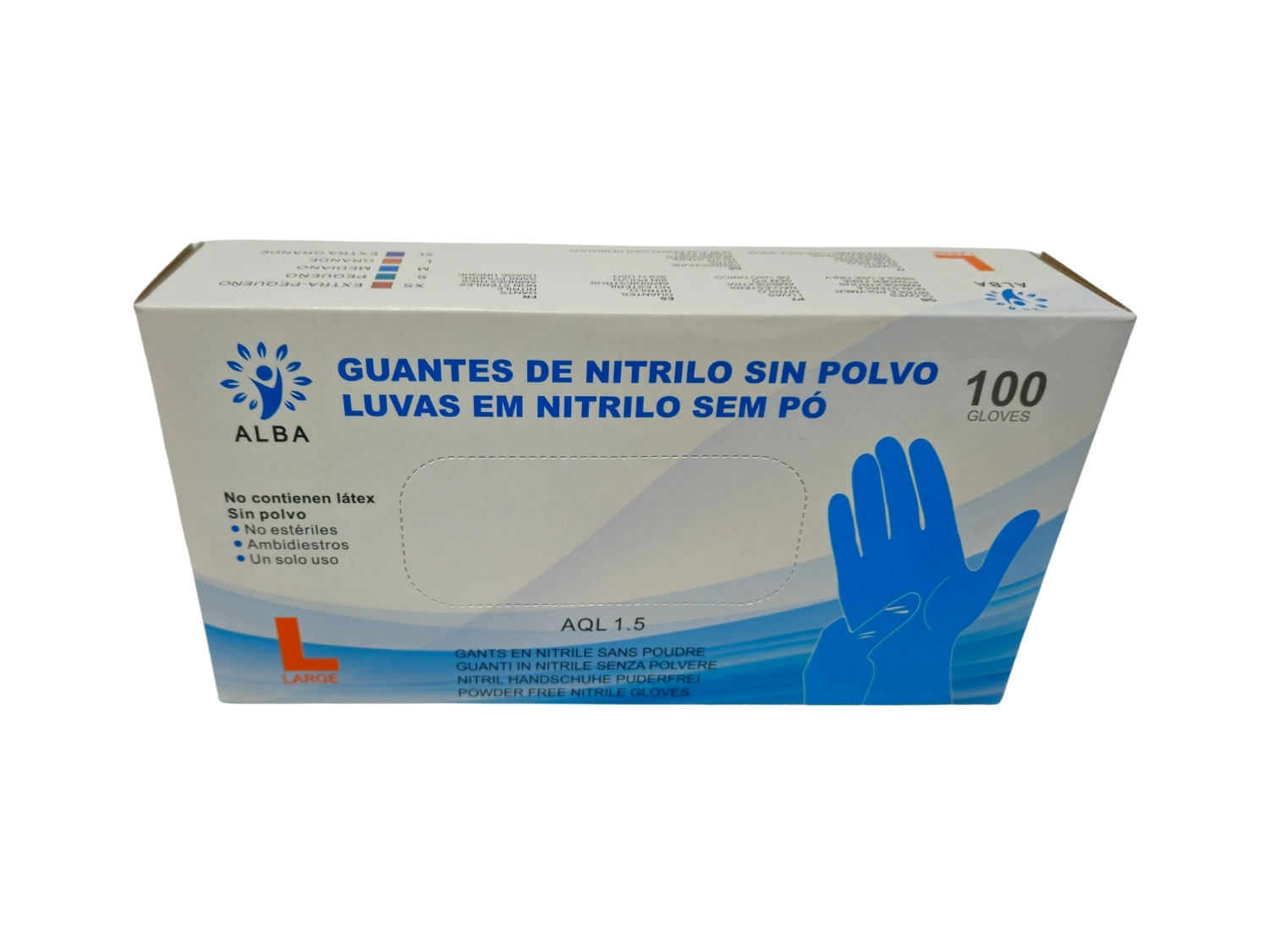 GUANTE DE EXAMEN DE NITRILO SIN POLVO (ALBA)L GUANTE DE EXAMEN DE NITRILO SIN POLVO (ALBA)L